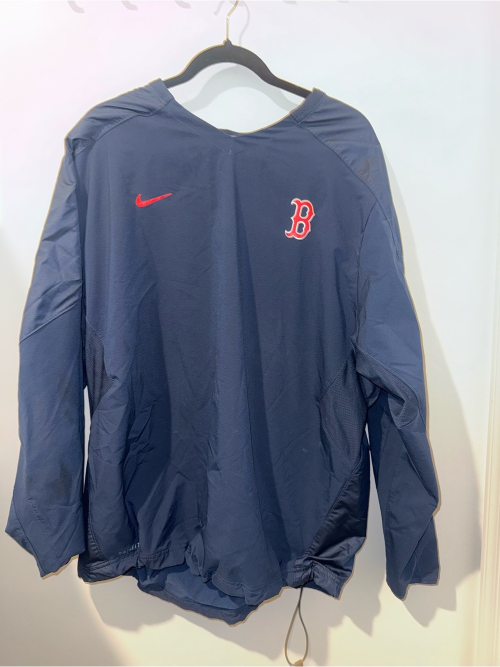 Nike Men’s Navy Boston 'B' Pullover Jacket with Red Accents
